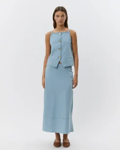 SELIASW SKIRT - Light Blue striped