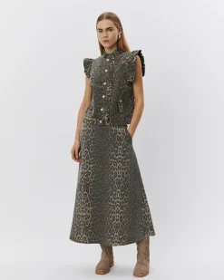 SELIASW SKIRT - Light brown leopard