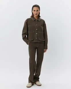 SIENNASW TROUSERS - Dark brown