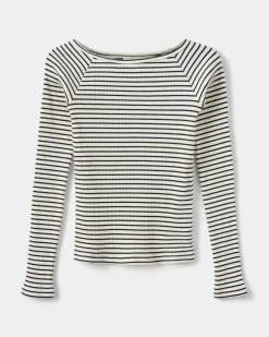 SOMASY T-SHIRT LONG SLEEVE - Black striped