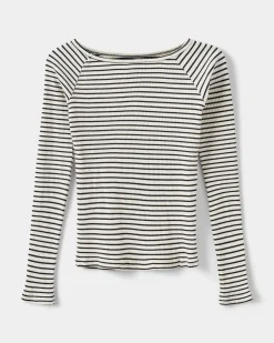 SOMASY T-SHIRT LONG SLEEVE - Black striped