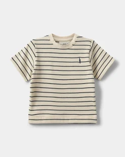 THEISSB T-SHIRT - Antique White w Blue