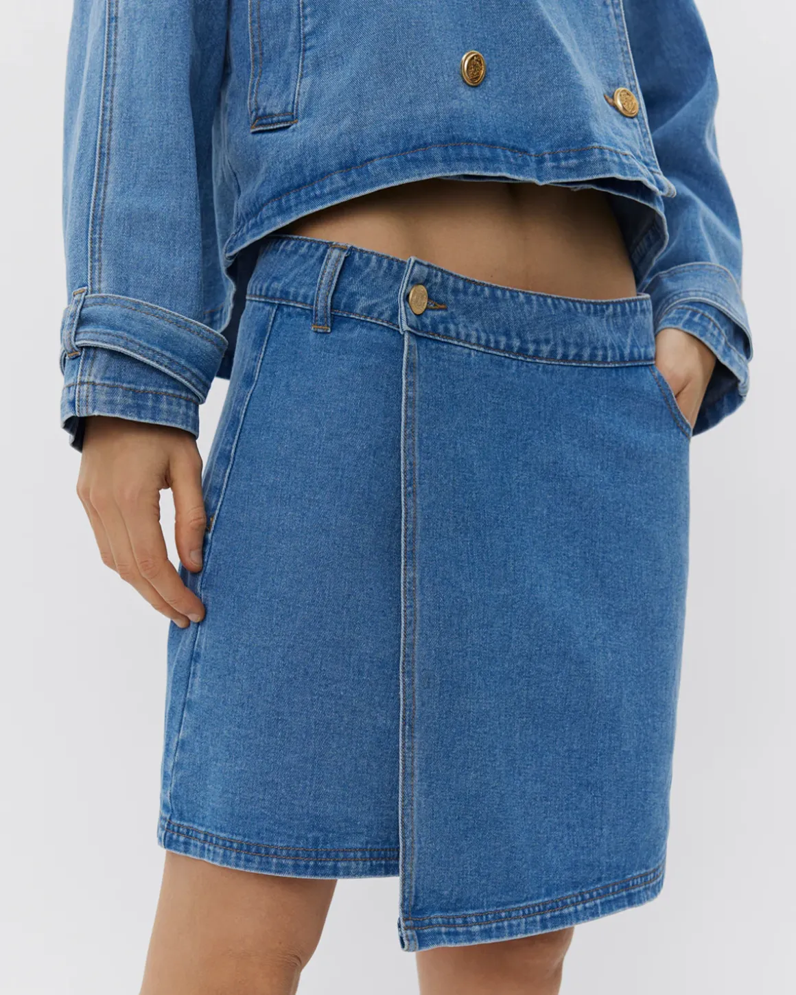 THINASW SKIRT - Denim blue