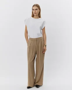 VIVASW TROUSERS - Light Brown Striped
