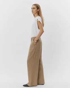 VIVASW TROUSERS - Light Brown Striped