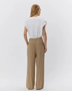 VIVASW TROUSERS - Light Brown Striped