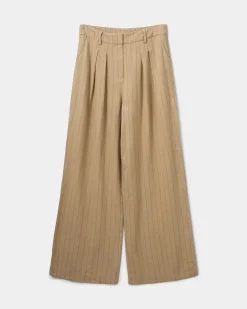VIVASW TROUSERS - Light Brown Striped