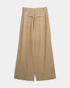 VIVASW TROUSERS - Light Brown Striped