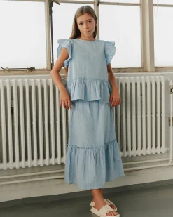 VIVISY SKIRT - Light Blue striped