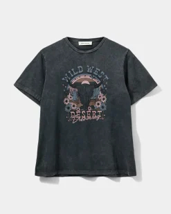 ZENASW T-SHIRT - Stone washed black